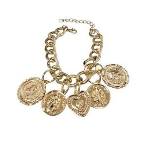 Women's Gold Plated Coin Charm Bracelet NWOT